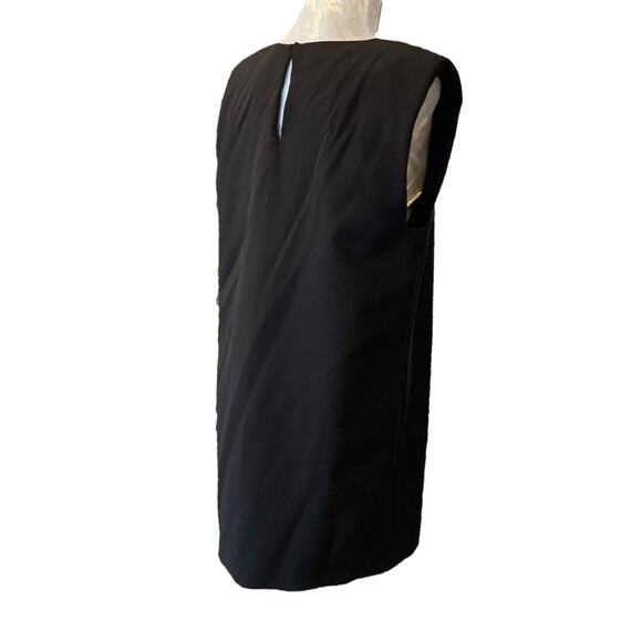 Zara Black Polyester Stretch Cap Sleeve Shift Boxy Mini Dress Size Large LBD - Picture 4 of 16